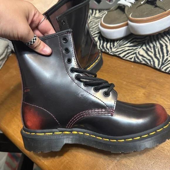 Dr. Martens Burgundy Combat Boots - Picture 6 of 10